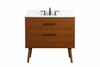Elegant Furniture and Lighting 36 Inch Single Bathroom Vanity In Teak With Backsplash (VF41036MTK-BS)