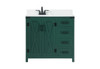 36 Inch Single Bathroom Vanity In Green With Backsplash (VF90236MGN-BS)