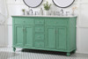 60 Inch Double Bathroom Vanity In Vintage Mint With Ivory White Engineered Marble (VF12360DVM-VW)