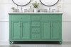 60 Inch Double Bathroom Vanity In Vintage Mint With Ivory White Engineered Marble (VF12360DVM-VW)