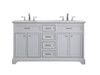 60 In. Double Bathroom Vanity Set In Light Grey (VF15060DGR)