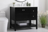 36 Inch Single Bathroom Vanity In Black With Backsplash (VF16436BK-BS)