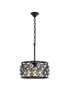 Madison 4 Light Matte Black Pendant Silver Shade (Grey) Royal Cut Crystal (1214D16MB-SS/RC)