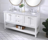 60 In. Double Sink Bathroom Vanity Set In White (VF27060WH)