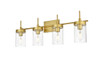 Benny 4 Light Brass And Clear Bath Sconce (LD7319W32BRA)