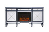 Contempo 72 In. Mirrored Credenza With Wood Fireplace In Blue (MF61072BL-F1)