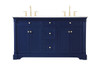 60 Inch Double Bathroom Vanity In Blue (VF53060DBL)