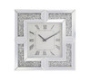 20 Inch Square Crystal Wall Clock Silver Royal Cut Crystal (MR9208)