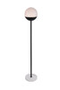 Eclipse 1 Light Black Floor Lamp With Frosted White Glass (LD6146BK)