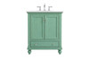 30 Inch Single Bathroom Vanity In Vintage Mint With Ivory White Engineered Marble (VF12330VM-VW)