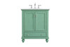 30 Inch Single Bathroom Vanity In Vintage Mint With Ivory White Engineered Marble (VF12330VM-VW)