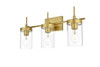 Benny 3 Light Brass And Clear Bath Sconce (LD7319W24BRA)