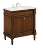 30 Inch Single Bathroom Vanity In Walnut With Ivory White Engineered Marble (VF13030WT-VW)
