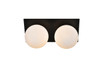 Jillian 2 Light Black And Frosted White Bath Sconce (LD7304W14BLK)