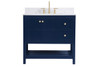 36 Inch Single Bathroom Vanity In Blue With Backsplash (VF16436BL-BS)