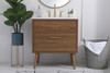 Elegant Furniture and Lighting 30 Inch Bathroom Vanity In Walnut Brown With Backsplash (VF41030WB-BS)