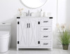 36 Inch Bathroom Vanity In White With Backsplash (VF90236WH-BS)