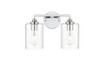 Elegant Furniture and Lighting Mayson 2 Light Chrome And Clear Bath Sconce (LD7315W14CH)