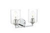 Elegant Furniture and Lighting Mayson 2 Light Chrome And Clear Bath Sconce (LD7315W14CH)