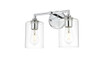 Elegant Furniture and Lighting Mayson 2 Light Chrome And Clear Bath Sconce (LD7315W14CH)