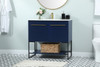 36 Inch Single Bathroom Vanity In Blue (VF42536MBL)