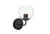 Elegant Furniture and Lighting Genesis 1 Light Black And Clear Bath Sconce (LD7321W6BLK)