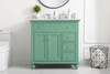 36 Inch Single Bathroom Vanity In Vintage Mint With Ivory White Engineered Marble (VF12336VM-VW)