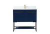 36 Inch Single Bathroom Vanity In Blue With Backsplash (VF42536MBL-BS)
