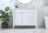 42 Inch Single Bathroom Vanity In White With Backsplash (VF31842WH-BS)