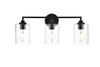 Mayson 3 Light Black And Clear Bath Sconce (LD7315W23BLK)