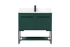 36 Inch Single Bathroom Vanity In Green With Backsplash (VF42536MGN-BS)