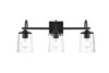 Avani 3 Light Black And Clear Bath Sconce (LD7313W24BLK)