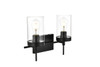 Benny 2 Light Black And Clear Bath Sconce (LD7319W14BLK)