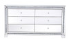 60 In Silver Crystal Mirrored Six Drawer Cabinet (MF92056)