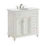36 Inch Single Bathroom Vanity In Antique White With Ivory White Engineered Marble (VF12336AW-VW)