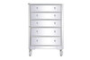 33 Inch Mirrored 5 Drawer Chest In Antique White (MF6-1026AW)