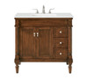 36 Inch Single Bathroom Vanity In Walnut With Ivory White Engineered Marble (VF13036WT-VW)