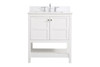 30 Inch Single Bathroom Vanity In White With Backsplash (VF16430WH-BS)