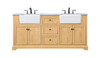 72 Inch Double Bathroom Vanity In Natural Wood (VF60272DNW)