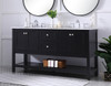 60 In. Double Sink Bathroom Vanity Set In Black (VF27060BK)