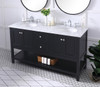 60 In. Double Sink Bathroom Vanity Set In Black (VF27060BK)