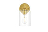 Elegant Furniture and Lighting Mayson 1 Light Brass And Clear Bath Sconce (LD7315W5BRA)