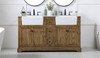 60 Inch Double Bathroom Vanity In Driftwood (VF60260DDW)