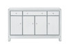 Elegant Furniture and Lighting Buffet Cabinet 3 Drawers 4 Doors 56In. W X 13In. D X 36In. H In Antique Silver Paint (MF72001)