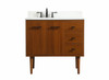 36 Inch Single Bathroom Vanity In Teak With Backsplash (VF48036MTK-BS)