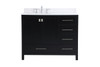 42 Inch Single Bathroom Vanity In Black With Backsplash (VF18842BK-BS)