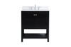 30 Inch Single Bathroom Vanity In Black With Backsplash (VF16430BK-BS)