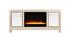 Reflexion 60 In. Mirrored Tv Stand With Crystal Fireplace In Gold (MF701G-F2)