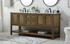 72 Inch Double Bathroom Vanity In Driftwood (VF27072DDW)