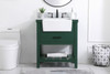 30 Inch Single Bathroom Vanity In Green With Backsplash (VF60130GN-BS)
